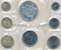 Franciaország 1973. 1c-10Fr (8xklf) forgalmi sor lezárt fóliatokban, közte Ag érme, tanúsítvánnyal, ...