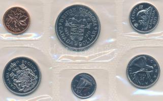 Kanada 1971. 1c-1$ (6xklf) forgalmi sor eredeti, lezárt fóliatokban T:1 Canada 1971. 1 Cent - 1 Dollar (6xdiff) coin set in original sealed foil case C:UNC