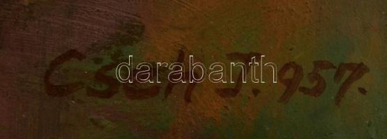 Cseh István (1916-1975): Vörösberényi részlet. Olaj, papír, jelzett, 31×44 cm