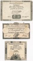 Franciaország 1792. 15s + 25s + 10L Assignata T:III,III- France 1792. 15 Sols + 25 Sols + 10 Livres Assignata C:F,VG
