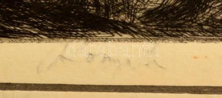 Komjáti-Wanyerka Gyula (1894-1958): Zivataros idő. Rézkarc, papír, jelzett, 38×28 cm