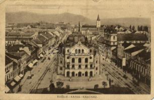 1938 Kassa, Kosice; látkép, színház, üzletek / general view, theatre, shops (EM)