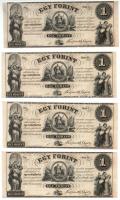 1852. 1Ft Kossuth bankó (4xklf) kitöltetlen A, B, C, D sorozat T:I- Hungary 1852. 1 Forint (4xdiff) without date and serial number, serie A B, C, D C:AU Adamo G122