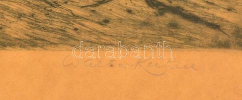 Walter Kuhne (1926-1997):Kilátás a tóra. Rézkarc, papír, jelzett, üvegezett keretben, 23×29 cm