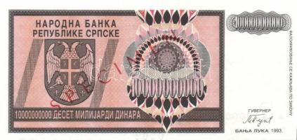 Bosznia Hercegovina/Szerb Köztársaság 1992. 5000D "SPECIMEN-0000" (Minta) + 1993. 10.000.000.000D "SPECIMEN-0000" (Minta) T:I