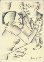 Molnár C. Pál (1894-1981): Flört, kis szériás ofszet, papír, 29,5×21 cm