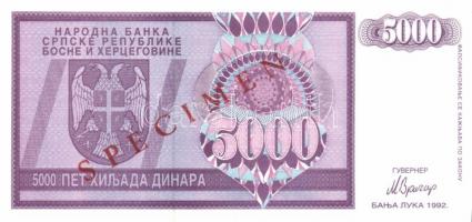Bosznia Hercegovina/Szerb Köztársaság 1992. 5000D "SPECIMEN-0000" (Minta) + 1993. 10.000.0...