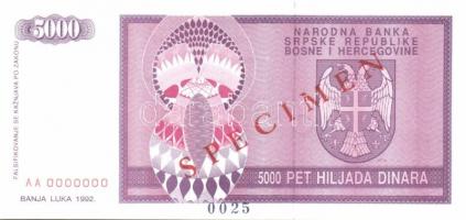 Bosznia Hercegovina/Szerb Köztársaság 1992. 5000D "SPECIMEN-0000" (Minta) + 1993. 10.000.0...