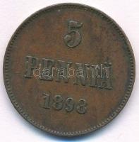 Finnország 1899. 5p Cu "II. Miklós" T:2- ph.
Finland 1899. 5 Pennia Cu "Nicholas II&...