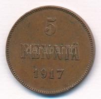 Finnország 1917. 5p Cu "II. Miklós" T:2 ph., kis patina 
Finland 1917. 5 Pennia Cu "...
