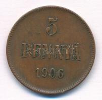 Finnország 1906. 5p Cu "II. Miklós" T:2 ph. 
Finland 1906. 5 Pennia Cu "Nicholas II&...
