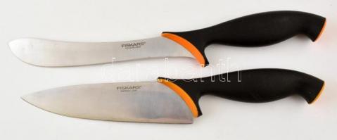 Fiskars kés készlet fa asztai tartóban 7 db késsel + 1 élezővel
