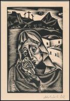 Molnár C. Pál (1894-1981): Gyász, fametszet, papír, paszpartuban, utólagos jelzéssel, 17×11 cm