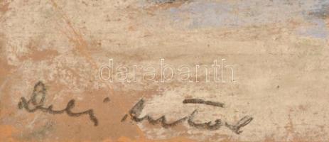 Deli Antal (1886-1960): Téli táj házakkal. Pasztell, papír,  jelzett, 49×40 cm