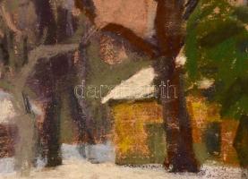 Deli Antal (1886-1960): Téli táj házakkal. Pasztell, papír,  jelzett, 49×40 cm