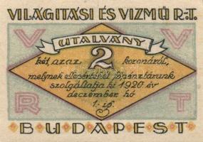 Budapest 1920. "Világítási és Vízmű Rt." 1K, 2K, 5K, 3klf db T:I,I-