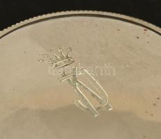 Monogramos tégely. Üveg, fém. d: 6,5 cm