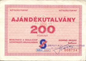 1980-as évek "Centrum Áruházak" 100Ft vásárlási utalvány (2x) + "Skála-Coop" 200...