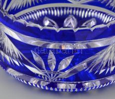 Kék ólomkristály tál, apró csorbával. d: 19 cm