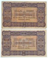 1923. 5000K "Magyar Pénzjegynyomda Rt. Budapest" + 1923. 5000K T.W. jelöléssel, nyomdahely...