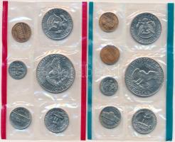Amerikai Egyesült Államok 1974. 1c-1$ (6db, 5xklf) + 1974D 1c-1$ (6xklf) forgalmi sorok fóliatokban ...