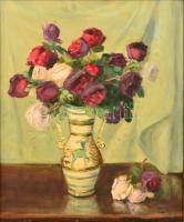 Csapó Jenő (1875-1954): Virágcsendélet. Olaj, vászon, jelzett, keretben, 60×50 cm