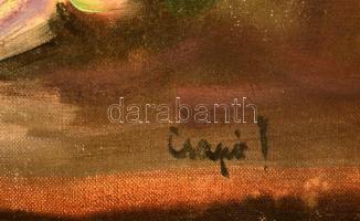 Csapó Jenő (1875-1954): Virágcsendélet. Olaj, vászon, jelzett, keretben, 60×50 cm