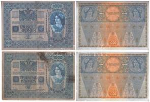 1902. 1000K (4x) közte 1db román felülbélyegzéssel, 2db mindkét oldal német, "Deutschösterreich...