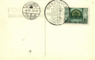 1940 Beszterce, Bistritz, Bistrita; utca, Suhány üzlete / street, shops. photo + "1940 Beszterc...