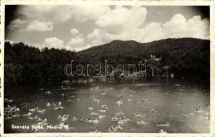 1941 Szováta-fürdő, Baile Sovata; Medve-tó, fürdőzők / spa, bathing people