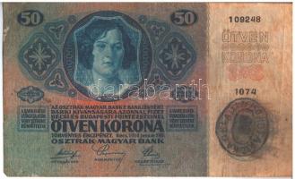1914. 50K (9x) közte csehszlovák bélyeges, román felülbélyegzés, és hamis felülbélyegzések is T:III,...