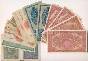 1914-1920. 13db-os vegyes korona bankjegy tétel, közte 1914. 2K "C" sorszámjel, 1916. 1K s...