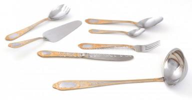 Sollingeni aranyozott evőeszköz készlet, eredeti számzáras táskával 78 darabos