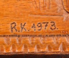 RK jelzéssel: Juhászok. Fa faragvány. 28x20 cm