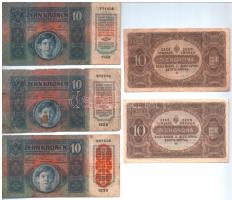 1915. 10K (3xklf) egy csehszlovák bélyeggel, egy "MAGYARORSZÁG" körbélyegzővel, egy pedig ...
