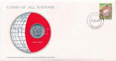 Dél-Afrika 1978. 20c Nemzetek pénzérméi felbélyegzett borítékban, bélyegzéssel T:1  South Africa 1978. 20 Cents Coins of all Nations in envelope with stamp and stamping C:UNC