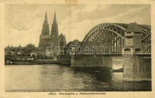 1913 Köln, Cologne; Rheinpartie u. Hohenzollernbrücke / river, bridge (EK)