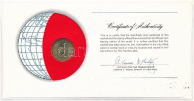 Makaó 1975. 10a "Nemzetek pénzérméi" felbélyegzett borítékban, bélyegzéssel T:1- 
Macau 1...