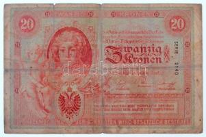 1900. 20K "2140 024873" T:III- kis ly.,szakadás  Hungary 1900. 20 Corona "2140 024873...