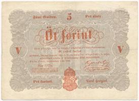 1848. 5Ft Kossuth bankó vörösesbarna T:III Adamo G109