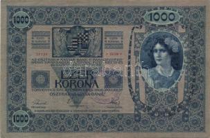 1902. 1000K szerb ellenbélyeggel és mindkét oldalon"Csongrád Vármegye..." ellenbélyegzővel T:I- pici sarokhiba