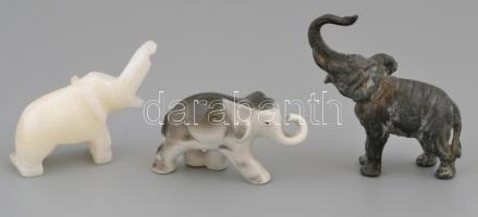 Ón, alabástrom és porcelán elefánt figurák. 3,5-6,5 cm
