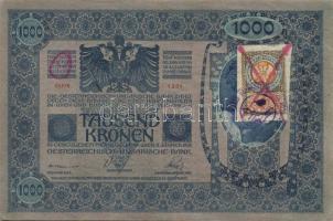 1902. 1000K szerb ellenbélyeggel és mindkét oldalon"Csongrád Vármegye..." ellenbélyegzővel...