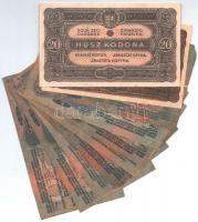 1913. 20K (8x) közte csehszlovák bélyeges, "MAGYARORSZÁG" körbélyegzős, 2db sorszámkövető ...