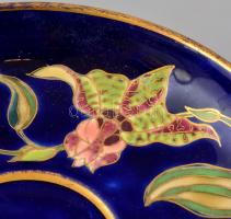 Zsolnay tulipán mintás csészealj, kézzel festett, mázas porcelán fajansz, apró lepattanással, d:17,5...