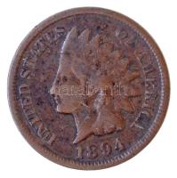 Amerikai Egyesült Államok 1894. 1c Indián fej T:2- USA 1894. 1 Cent Br Indian Head C:VF