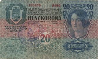 1902-13. 10K, 20K, 1000K "Bács-Bodrog megyei..." ellenbélyegzőkkel T:III,III/IV