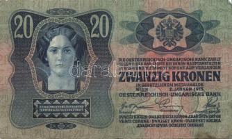 1902-13. 10K, 20K, 1000K "Bács-Bodrog megyei..." ellenbélyegzőkkel T:III,III/IV