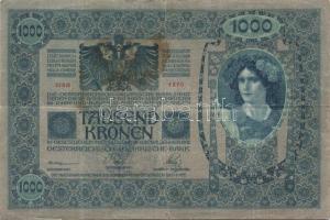 1902-13. 10K, 20K, 1000K "Bács-Bodrog megyei..." ellenbélyegzőkkel T:III,III/IV