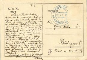 Kassa, Kosice; Királyi Magyar Autoclub (KAC) szlovák maratonjának térképe, maratonfutás útvonala / m...